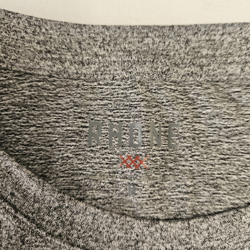 Rhone Mens Shirt Medium Reign Performance Long Sleeve Grey Heather Crew Neck - Picture 5 of 10
